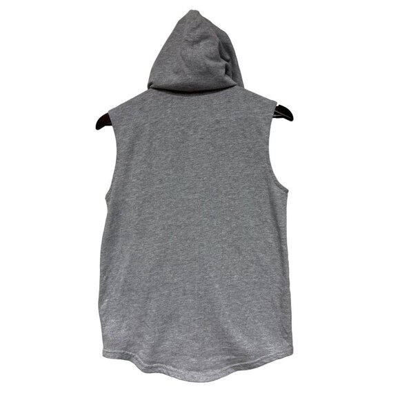 True Religion Grey Sleeveless Hooded Sweatshirt Spell Out Full Zip Boy's Large - Picture 2 of 8